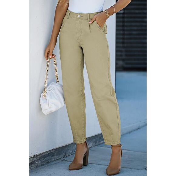 Azura Exchange  Solid High Waist Casual Pants - Picture 2 of 8
